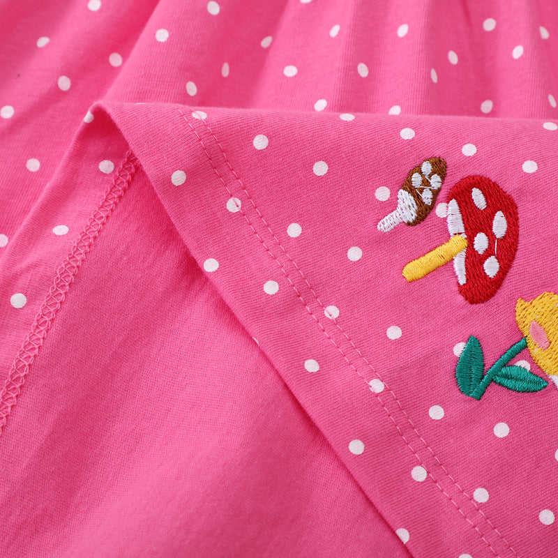 Mädchen Polka-Dots Baumwollkleid mit bezaubernden Feen-Motiven Echo Archiv