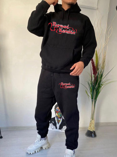 Herren Hoodie und Jogginghose Set mit kreativem Druckmotiv Echoarchiv