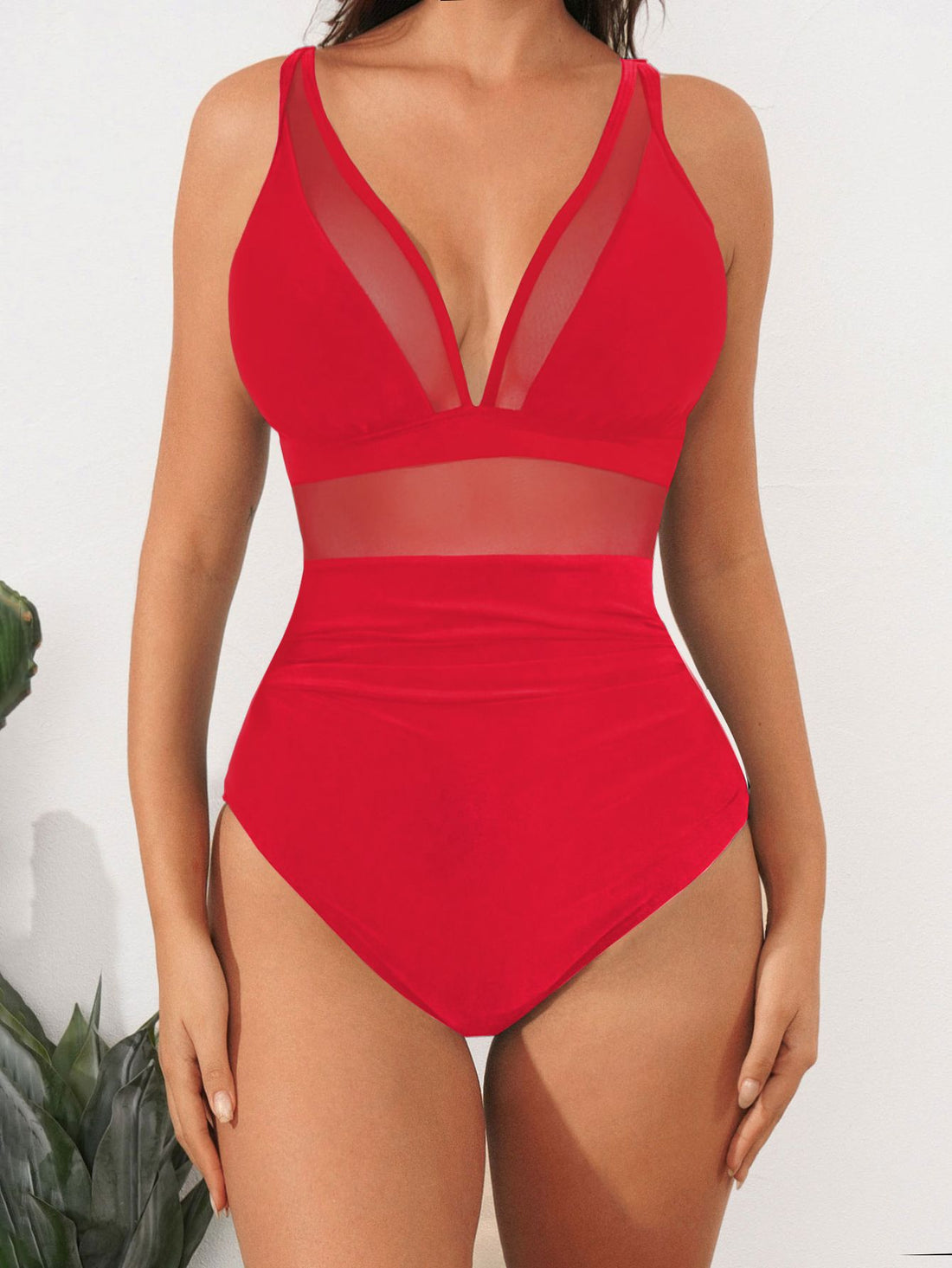 Damen Einteiliger Badeanzug mit trendigem transparenten Einsätzen und figurbetonendem Schnitt – Maréssa
