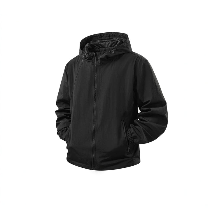 Herren Leichte atmungsaktive Kapuzen-Windjacke mit Mesh-Innenfutter und Reißverschlusstaschen Echo Archiv