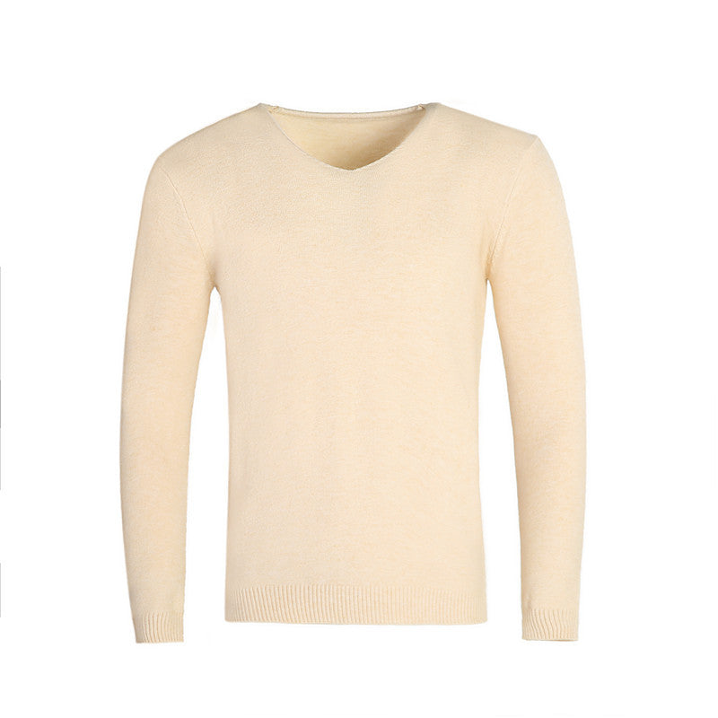 Herren nan feiner V-Ausschnitt-Pullover aus Baumwoll-Merino-Mix mit schmaler Silhouette Echo Archiv