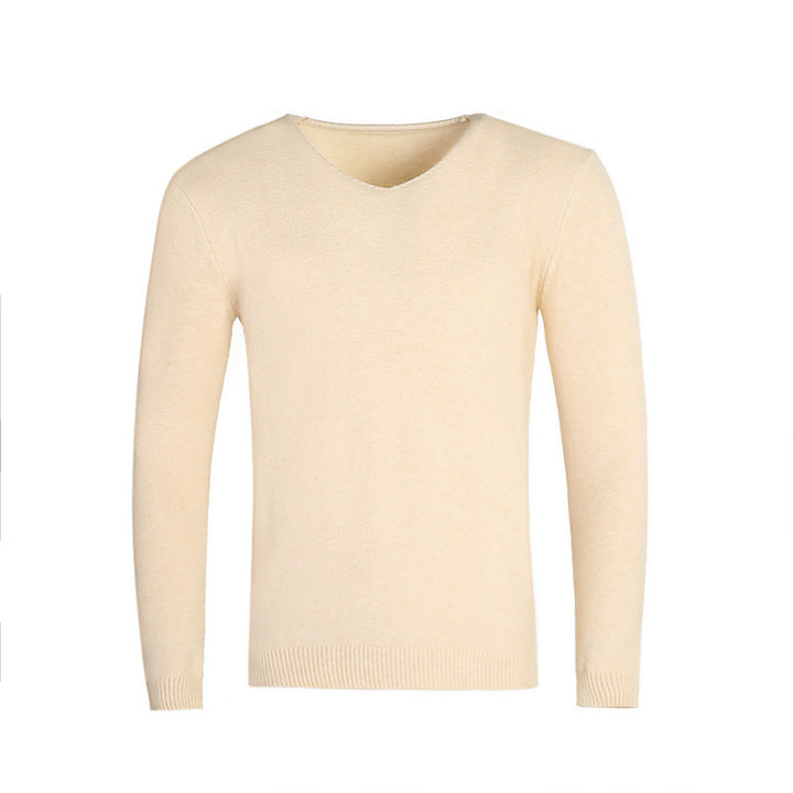 Herren nan feiner V-Ausschnitt-Pullover aus Baumwoll-Merino-Mix mit schmaler Silhouette Echo Archiv