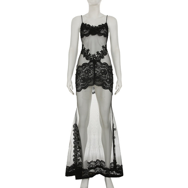 Damen Elegantes transparentes Spitzen-Nachtkleid mit verführerischen Akzenten Echo Archiv