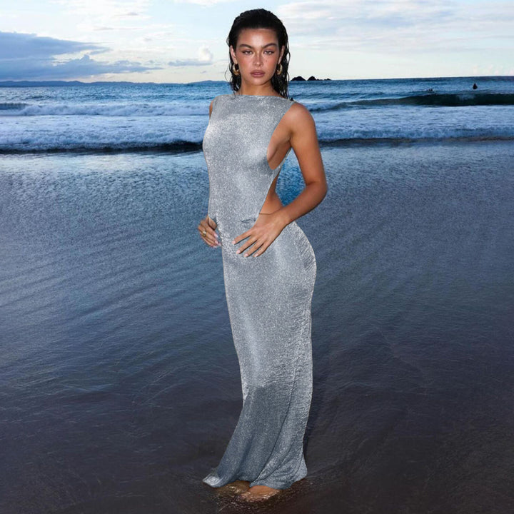 Damen Transparente Maxikleid mit schimmerndem Effekt Echo Archiv