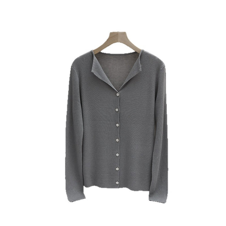 Damen Leichter Feinstrick-Cardigan mit offenem Hemdkragen und schimmernder Knopfleiste Echo Archiv