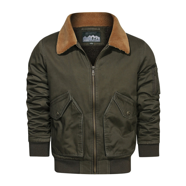 Herren Vintage Canvas Bomberjacke mit Sherpa-Kragen und verstärkten Klappentaschen Echo Archiv