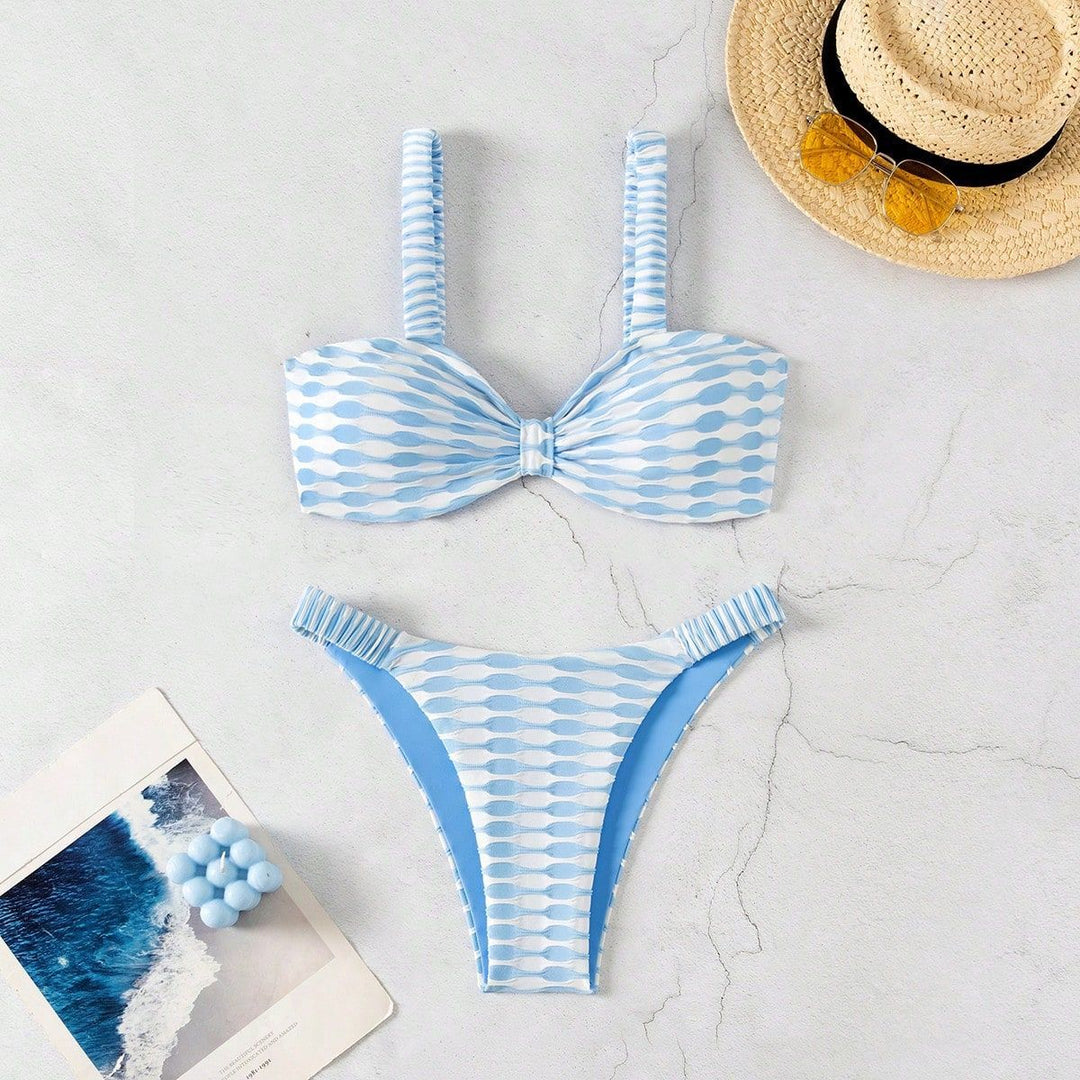 Damen Bandeau-Bikini mit einzigartigem Muster und verstellbaren Trägern Echo Archiv