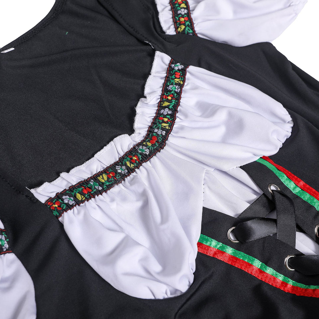 Damen nan folklorisches Kostümkleid mit off-shoulder Bluse Schnürkorsage und stufigem Tüllrock Echo Archiv