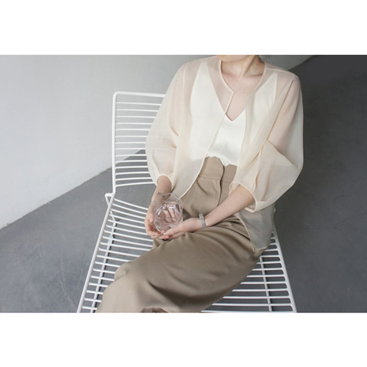 Damen Elegante Chiffonjacke mit weit ausgestellten Ärmeln Echoarchiv