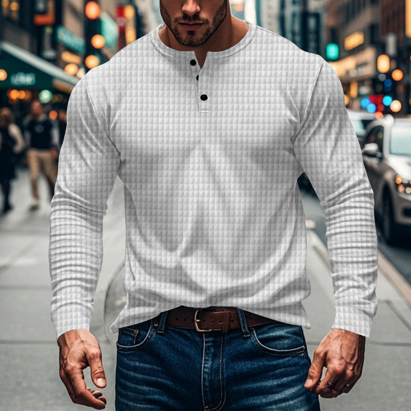 Herren Langarmshirt im strukturierten Design mit Knopfleiste Echoarchiv