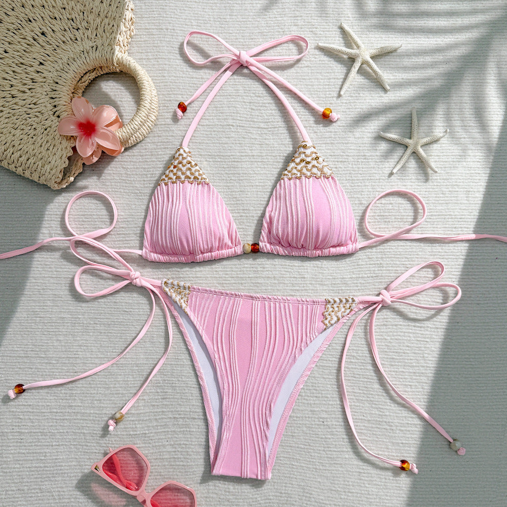 Damen Triangel-Bikini mit geflochtenen Akzenten und verstellbaren Bändern Echo Archiv