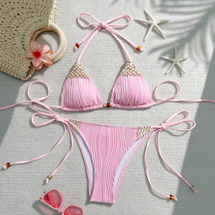 Damen Triangel-Bikini mit geflochtenen Akzenten und verstellbaren Bändern Echo Archiv