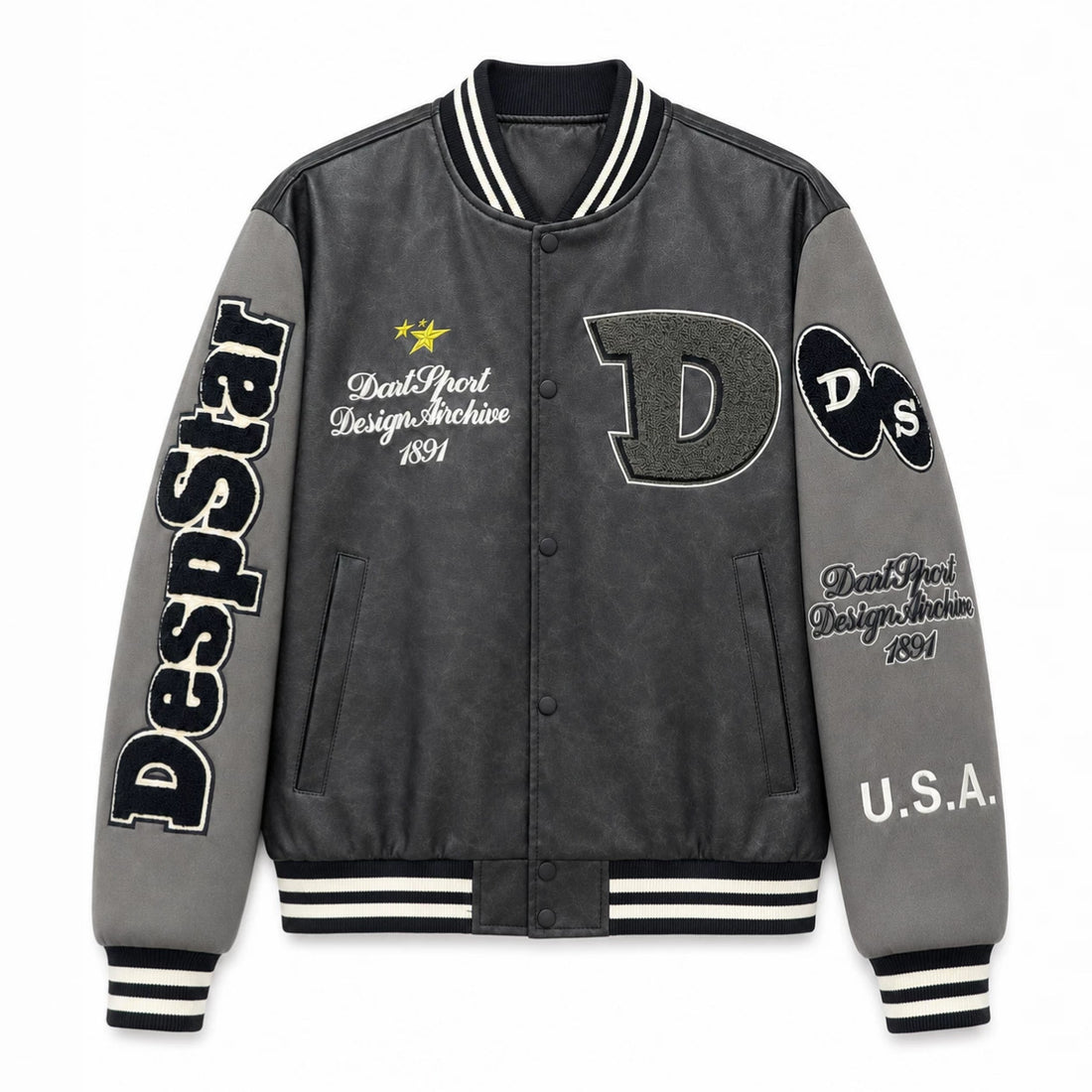 Herren Modische Bomberjacke mit gesticktem Design – Brevano