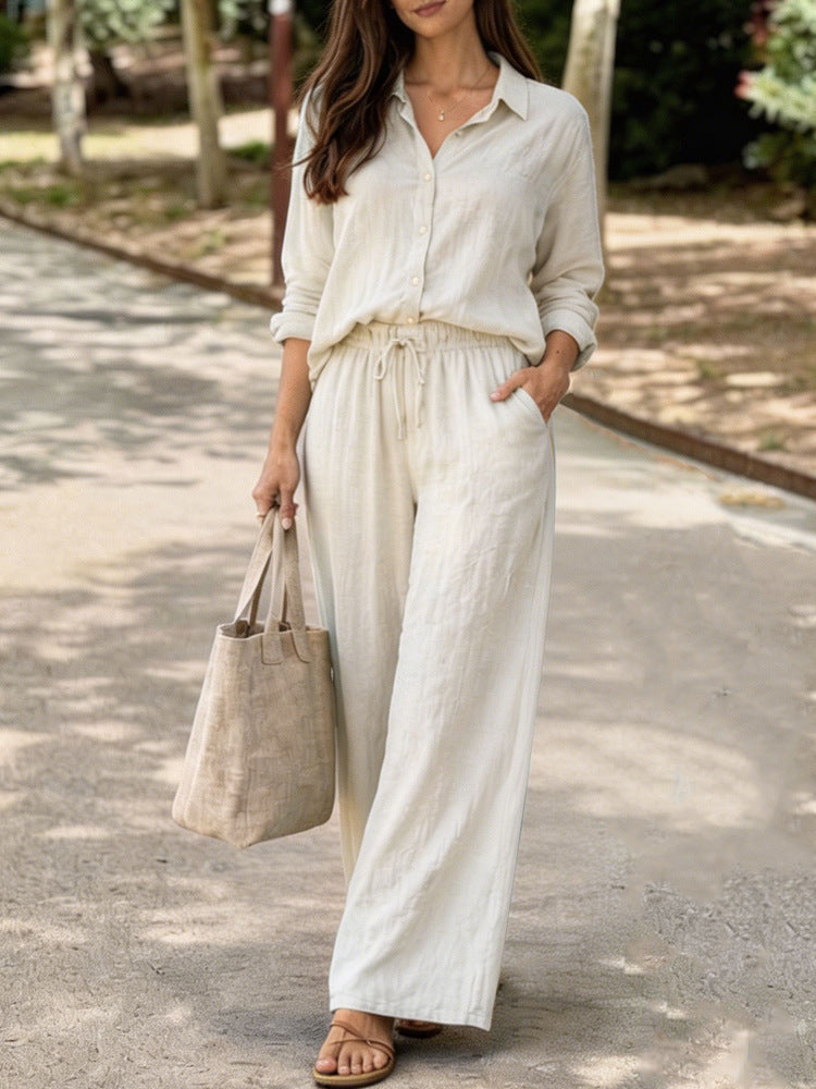 Damen Leichte und bequeme Sommerbluse mit weiten Hosen Echo Archiv