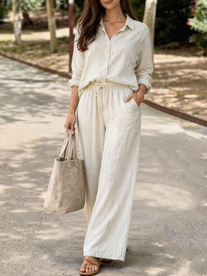 Damen Leichte und bequeme Sommerbluse mit weiten Hosen Echo Archiv