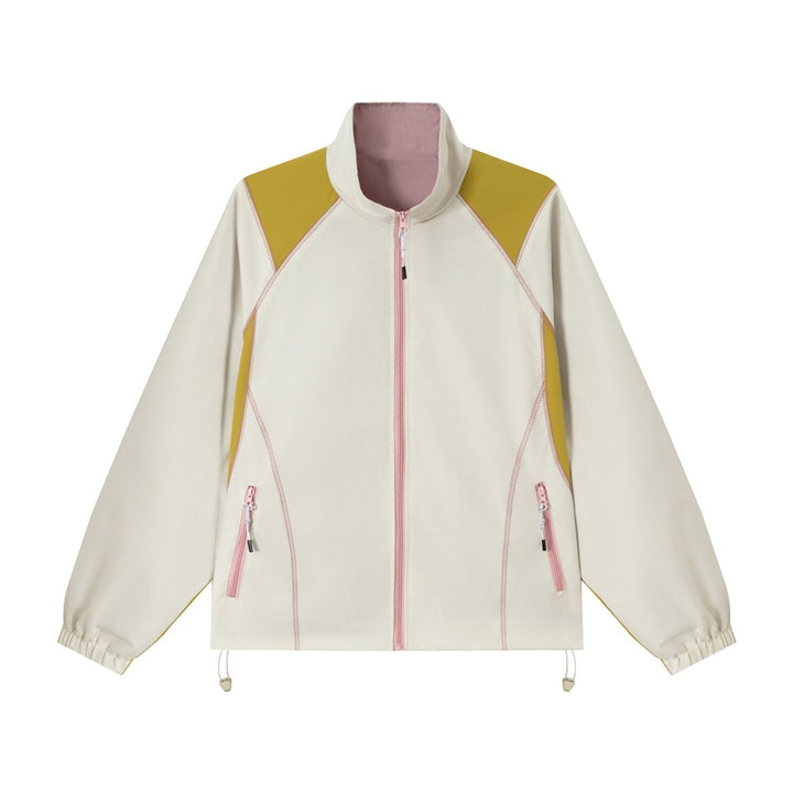 Unisex Leichte Softshell-Trainingsjacke mit Stehkragen, Kontrastpaneelen und Kordelzug Echoarchiv