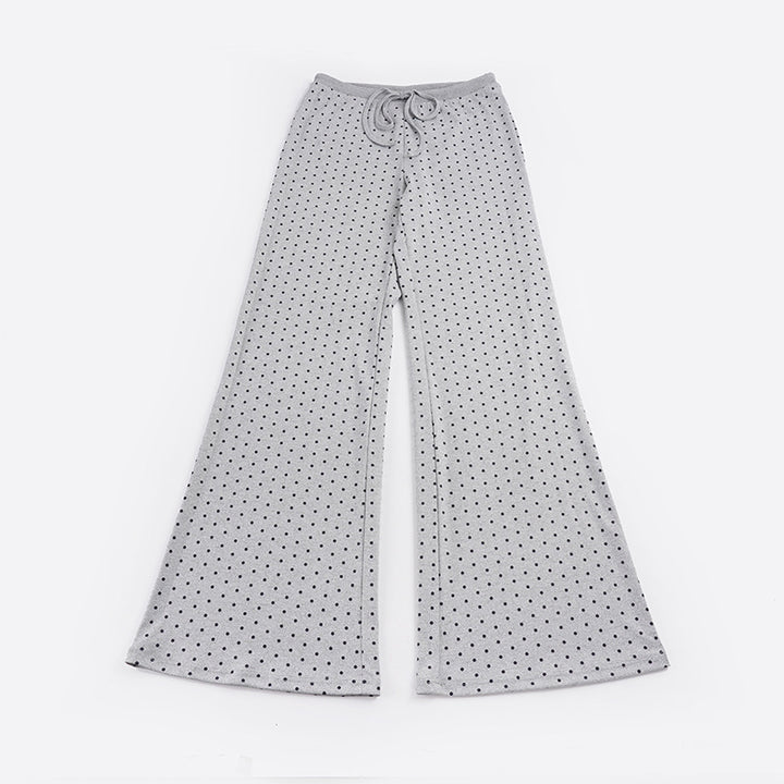 Damen nan gemütliche Highwaist-Loungehose mit weitem Schlag, elastischem Komfortbund, Kordelzug und dezentem Punkte-Print Echo Archiv