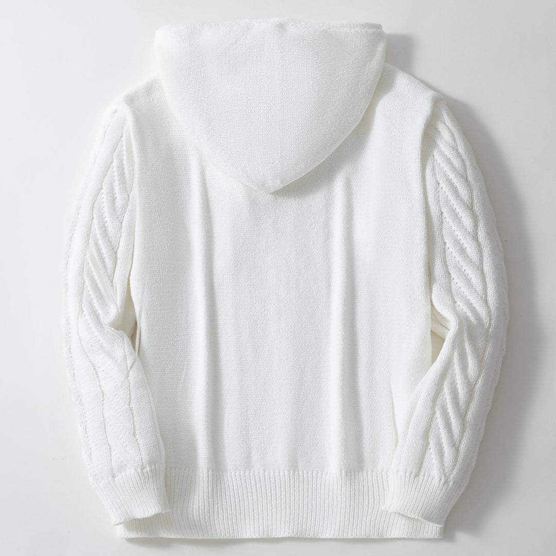 Herren Strickpullover mit Kapuze und strukturiertem Zopfmuster Echoarchiv