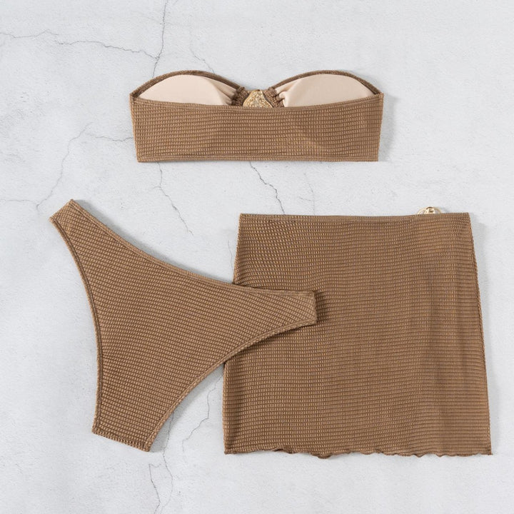 Damen Bandeau-Bikini-Set mit schickem Faltendetail Echo Archiv