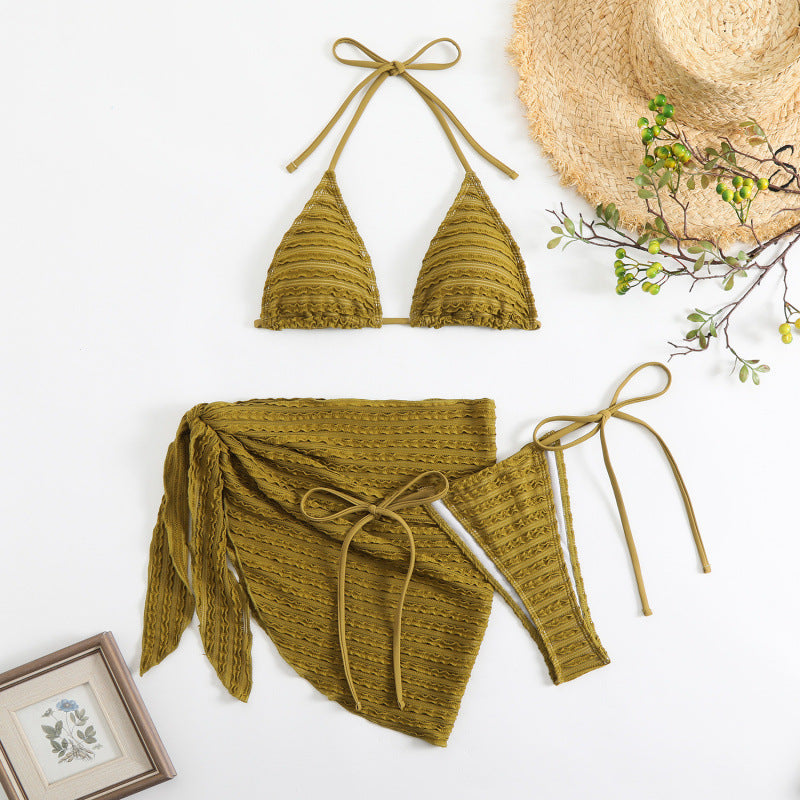 Damen Triangel-Bikini mit verstellbarem Wickelrock und stylischen Rüschendetails Echo Archiv