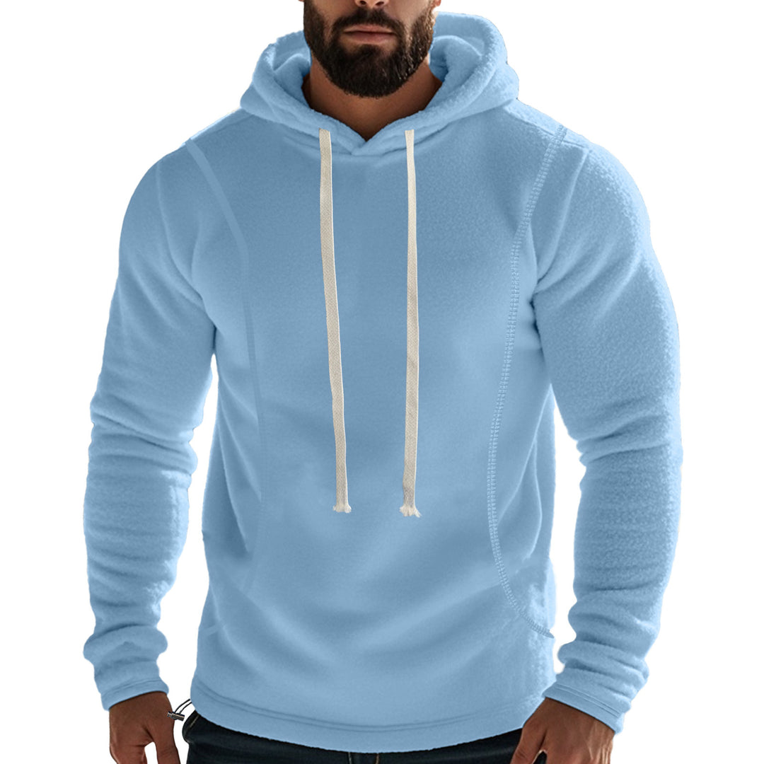 Herren Fleece-Kapuzenpullover mit hohem Kragen und Kängurutasche Echoarchiv