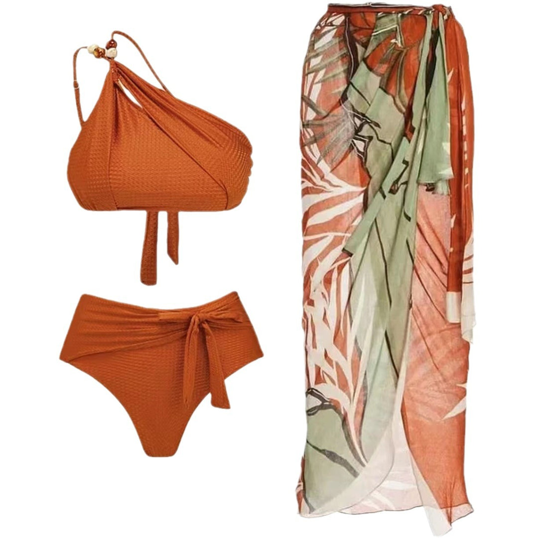 Damen Bikini-Set mit asymmetrischem Oberteil und elegantem Wickelrock Echo Archiv