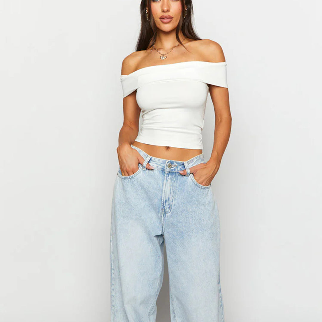 Damen Schulterfreies Crop-Top mit figurformendem Schnitt Echo Archiv