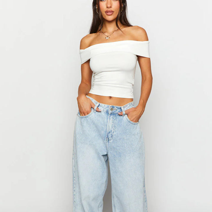 Damen Schulterfreies Crop-Top mit figurformendem Schnitt Echo Archiv
