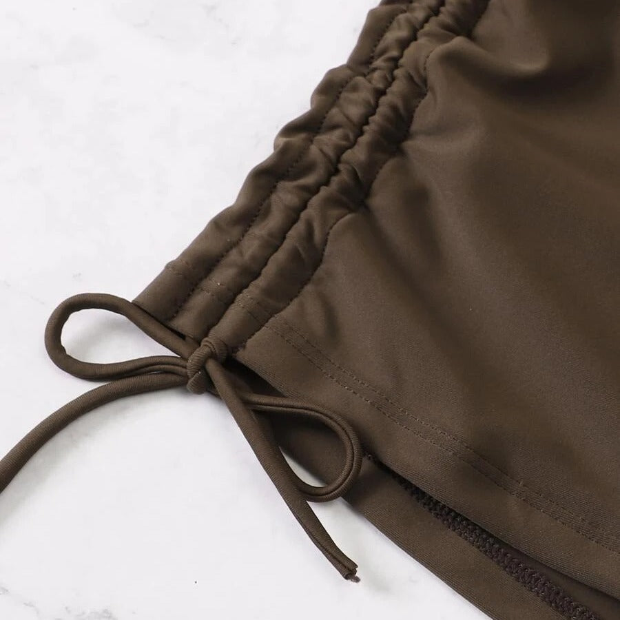 Damen Cropped Top mit dekorativen Rüschendetails und hohem Bund Echo Archiv