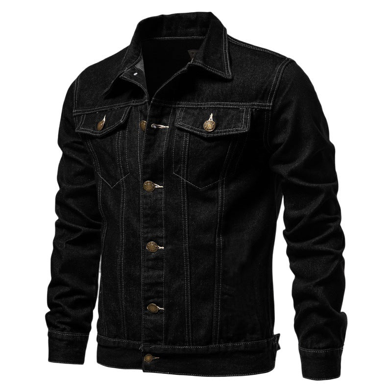 Herren nan taillierte Jeansjacke mit Brusttaschen, durchgehender Knopfleiste und Kontrastnähten Echo Archiv