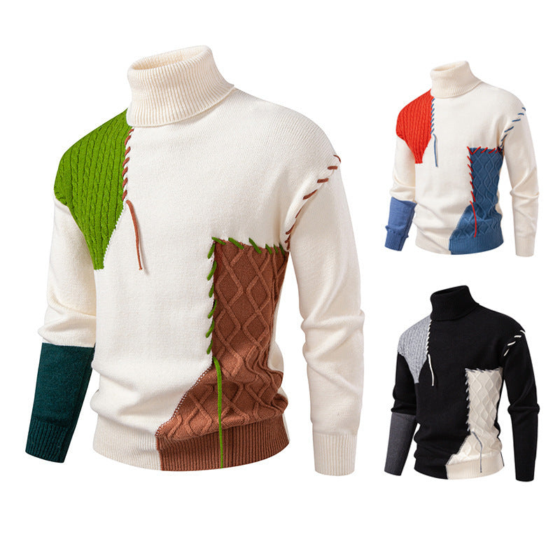 Herren Rollkragenpullover mit einzigartigem Strickdesign Echoarchiv