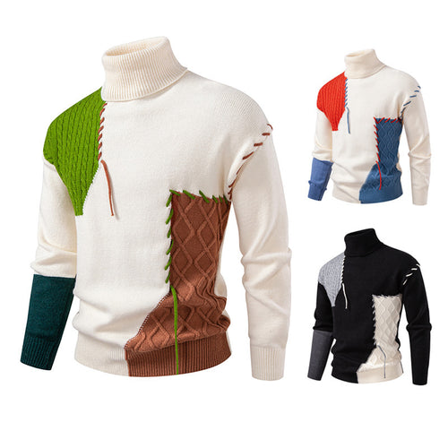 Herren Rollkragenpullover mit einzigartigem Strickdesign Echoarchiv