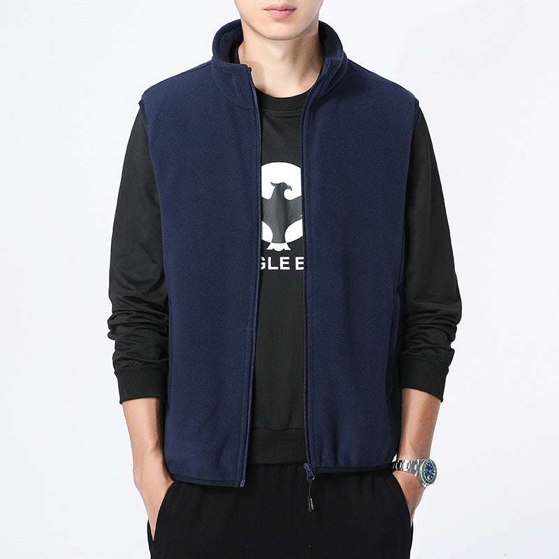 Herren Ärmellose Microfleece‑Weste mit Stehkragen und verdecktem Zweiwege-Reißverschluss Echoarchiv