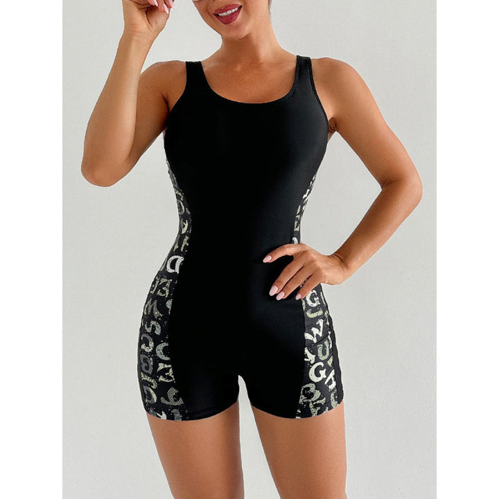 Damen Sportlicher Einteiler Badeanzug mit modischem Grafikdesign Echo Archiv