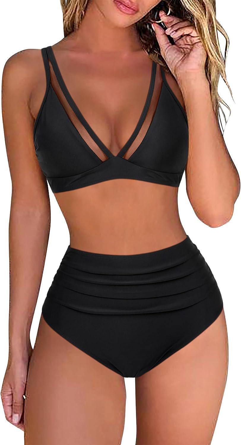 Damen Sportliches Bikini-Set mit atmungsaktiver Mesh-Ausschnittherstellung Echo Archiv