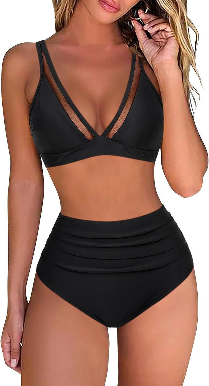 Damen Sportliches Bikini-Set mit atmungsaktiver Mesh-Ausschnittherstellung Echo Archiv