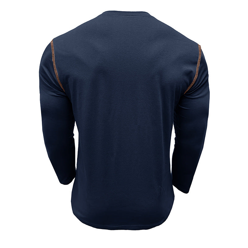 Herren Langärmliges Henley-Shirt mit Brusttasche Echoarchiv