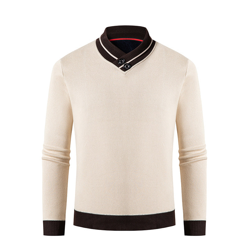 Herren eleganter V-Ausschnitt Pullover mit modischem Kragen Echoarchiv