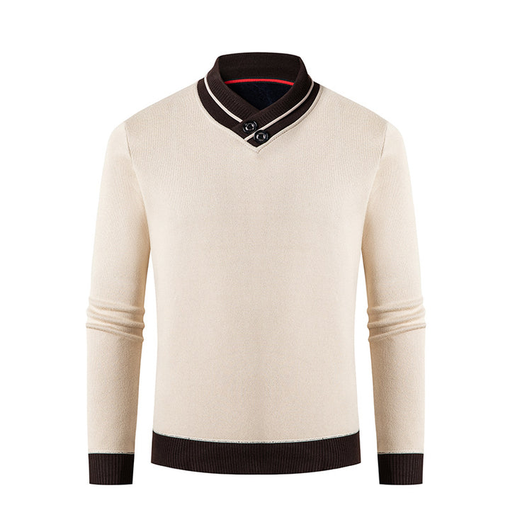 Herren eleganter V-Ausschnitt Pullover mit modischem Kragen Echoarchiv