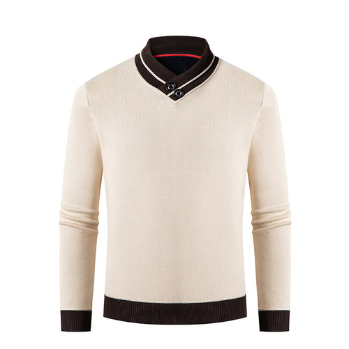 Herren eleganter V-Ausschnitt Pullover mit modischem Kragen Echoarchiv