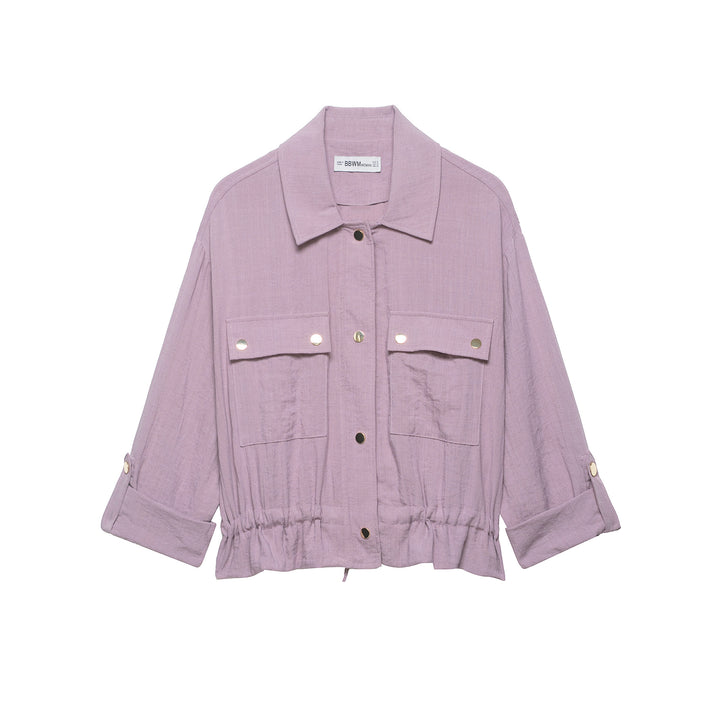 Damen Cropped-Utility-Jacke mit Tunnelzug, Pattentaschen und Umschlagärmeln Echoarchiv