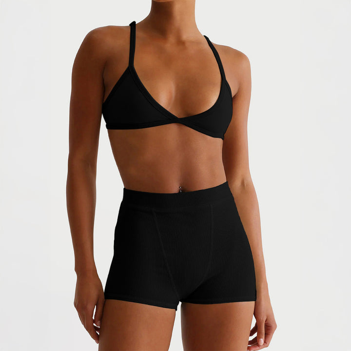 Damen Sport-Bustier und Shorts-Set mit hohem Bund Echo Archiv