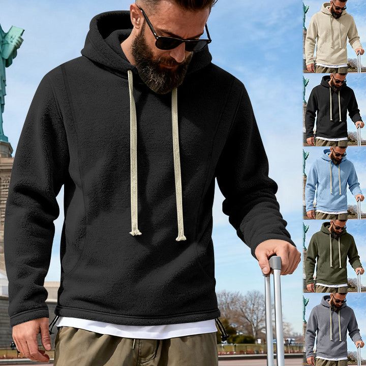 Herren Fleece-Hoodie mit Teddystruktur, Kapuze und entspannter Passform – Cavarno