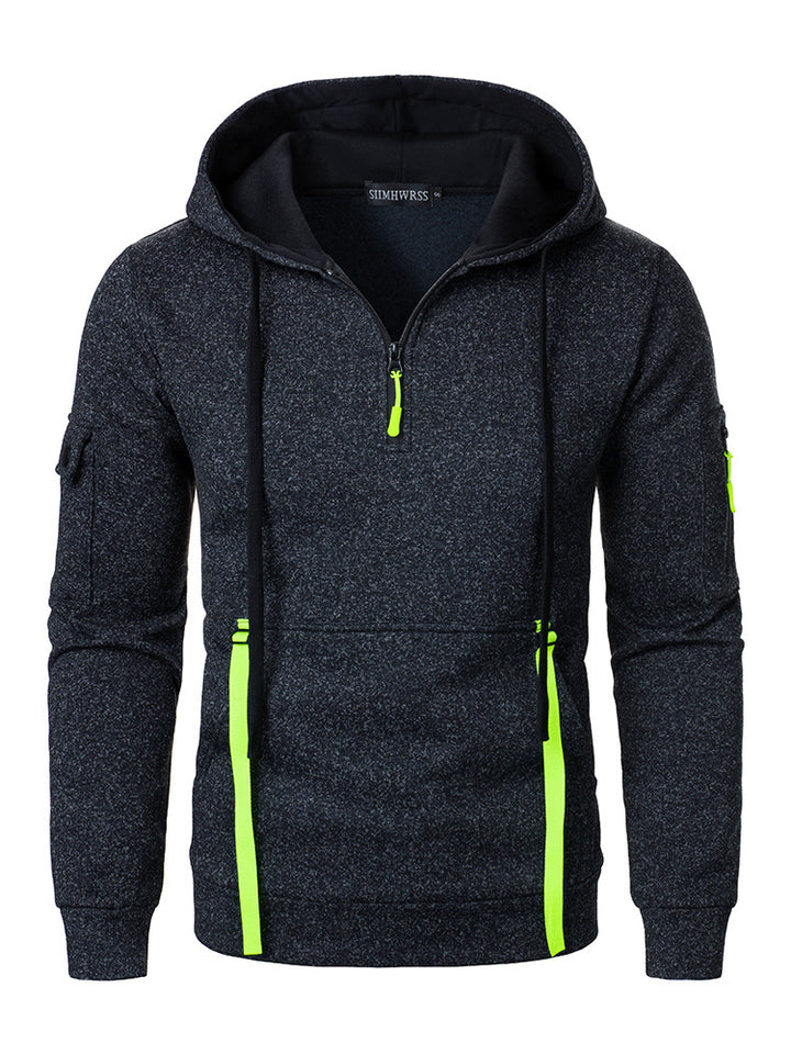 Herren sportlicher Hoodie mit atmungsaktiven Einsätzen und praktischen Reißverschlusstaschen Echoarchiv