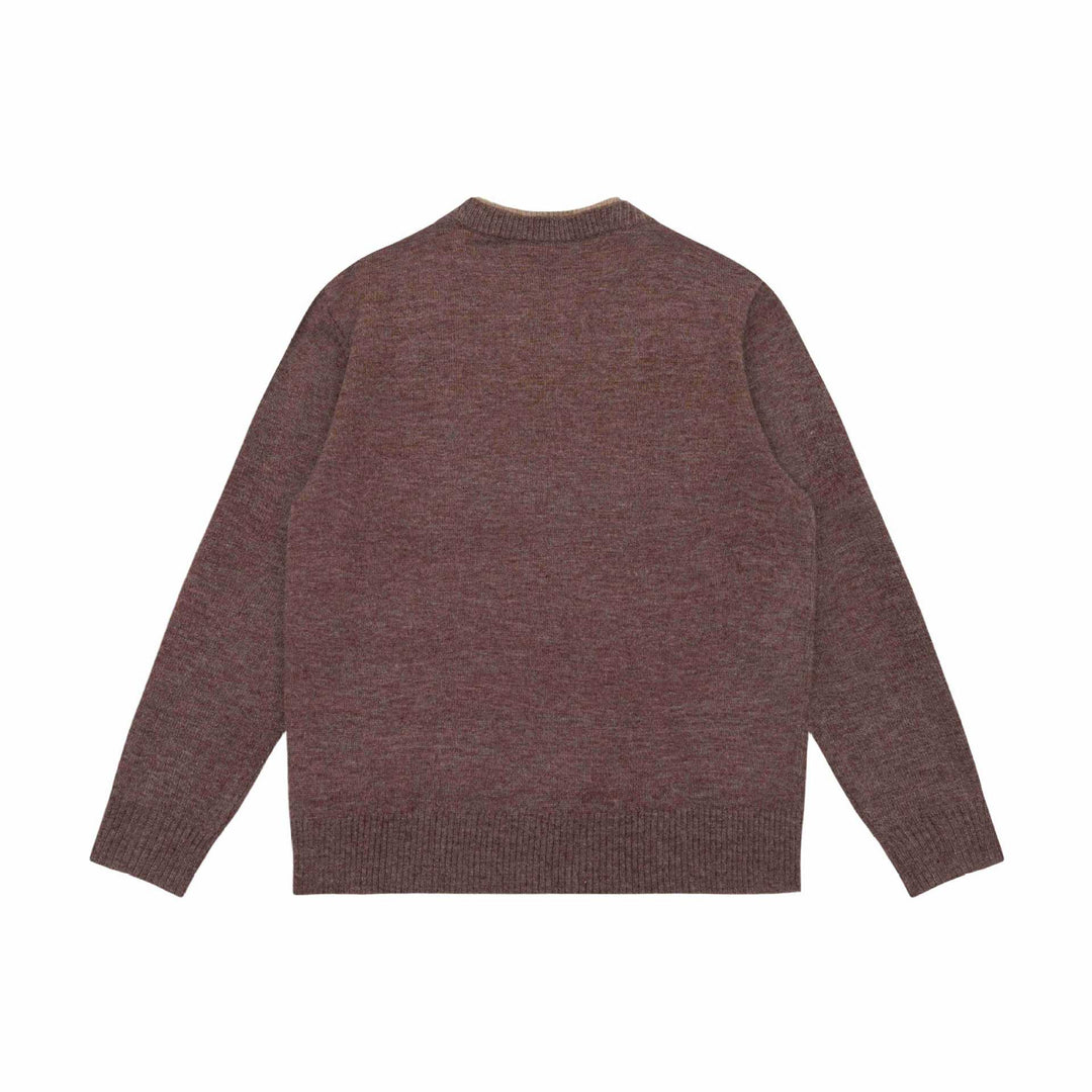 Unisex Grobgestrickter Pullover mit V-Notch Ausschnitt und kontrastierter Innenblende Echoarchiv
