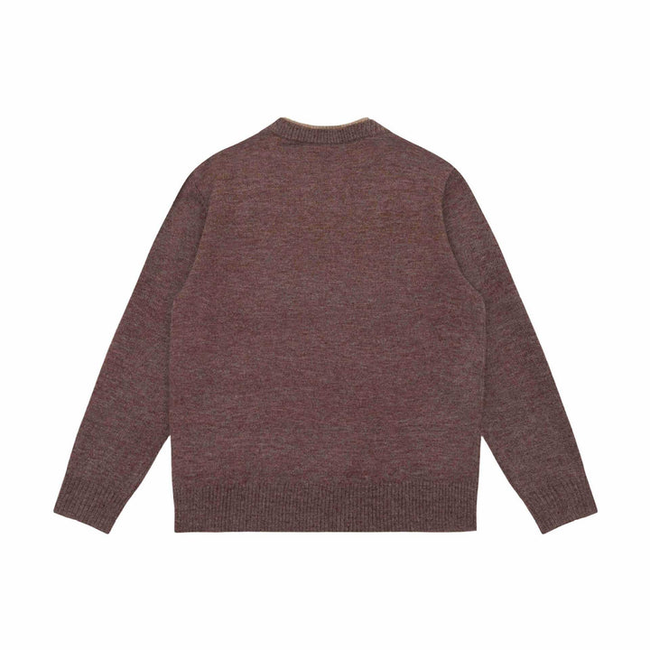 Unisex Grobgestrickter Pullover mit V-Notch Ausschnitt und kontrastierter Innenblende Echoarchiv