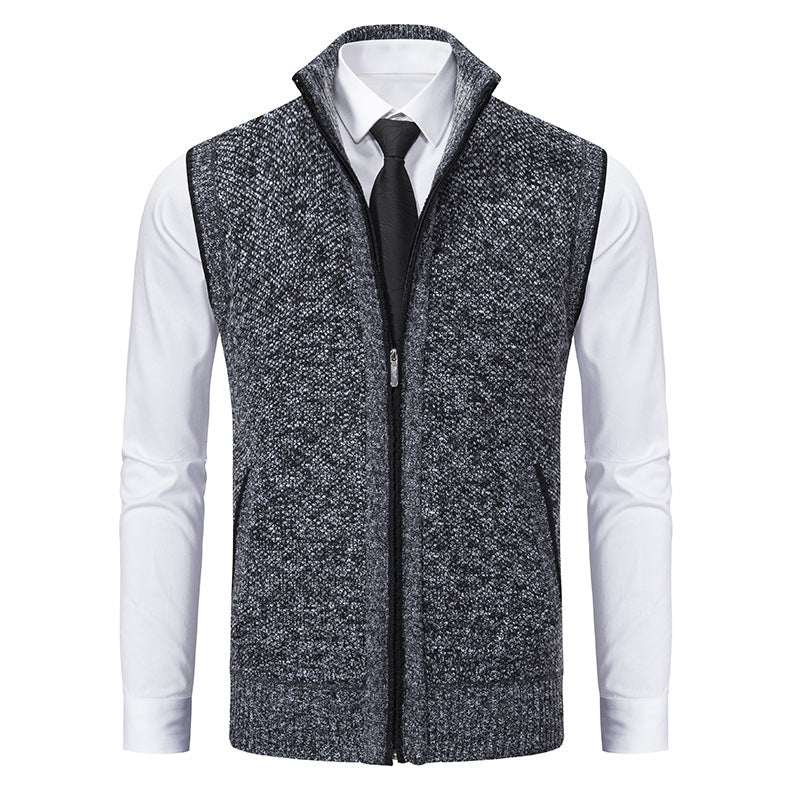 Herren nan elegante Strickweste mit Stehkragen und verdecktem Reißverschluss Echo Archiv