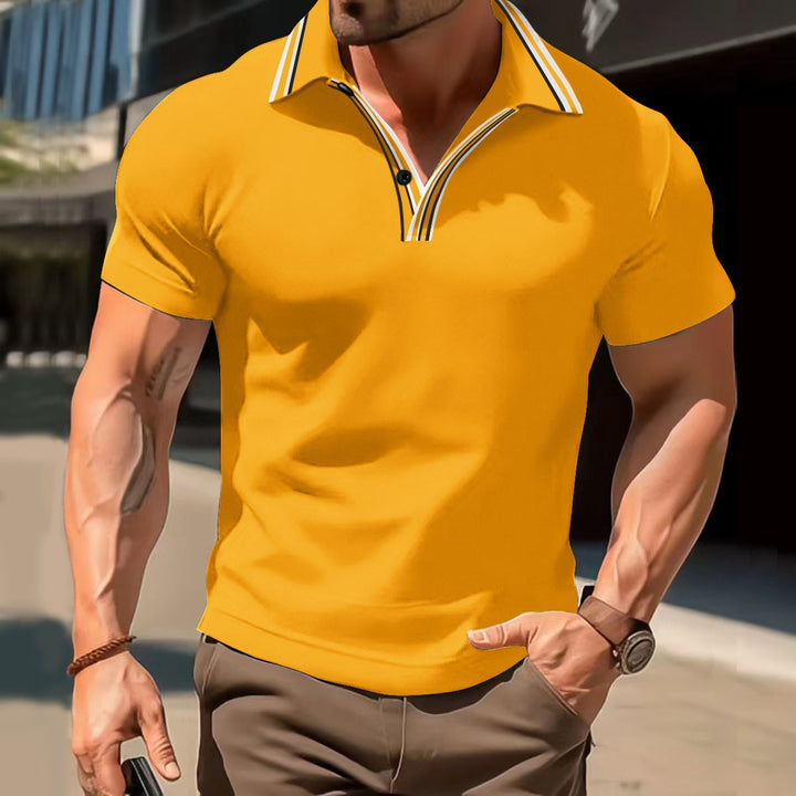 Herren Polohemd mit modernem Kragen und strukturiertem Design Echoarchiv