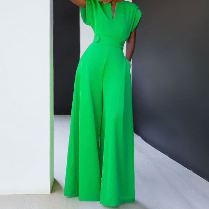 Damen eleganter Jumpsuit mit weitem Bein und praktischen Taschen Echoarchiv