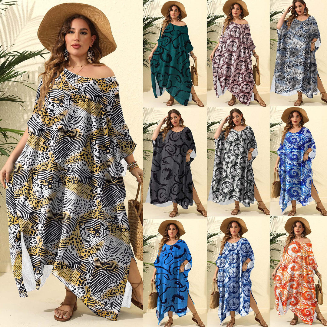 Damen lässiges Maxikleid mit asymmetrischem Saum und Animal-Print Echo Archiv